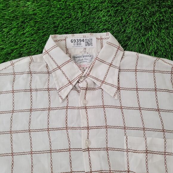 Vintage 80s Hardy-Amies Button Shirt 2XL 25x34 Plaid - Picture 8 of 15
